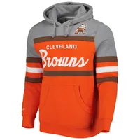 Chandail à capuchon d'entraîneur-chef des Cleveland Browns orange/gris chiné Mitchell & Ness pour homme