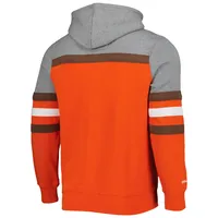 Chandail à capuchon d'entraîneur-chef des Cleveland Browns orange/gris chiné Mitchell & Ness pour homme