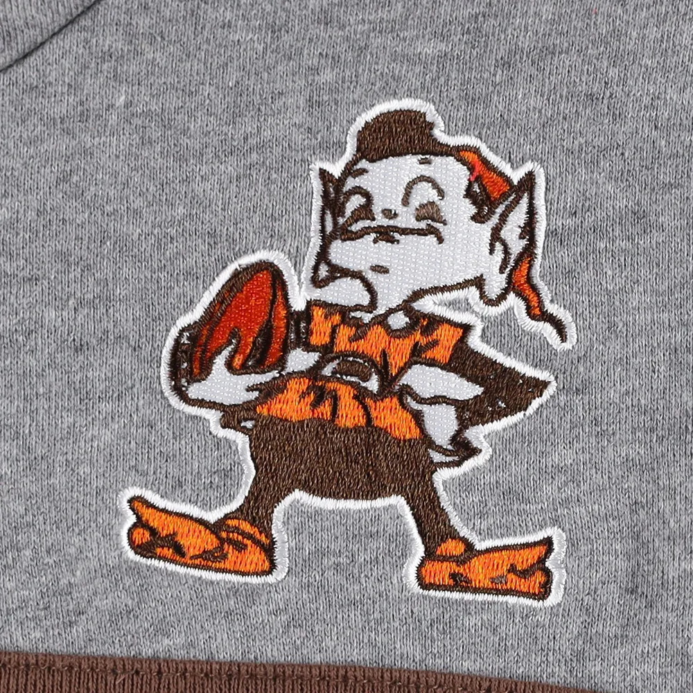 Chandail à capuchon d'entraîneur-chef des Cleveland Browns orange/gris chiné Mitchell & Ness pour homme