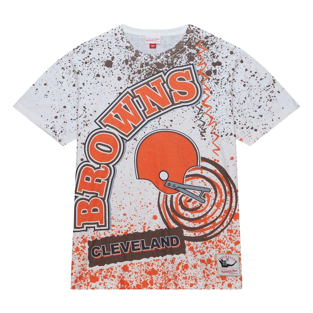 Men's Mitchell & Ness White Cleveland Browns Team Burst Sublimated T-Shirt