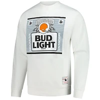 Men's Mitchell & Ness x Bud Light White Cleveland Browns The Crest Pullover Sweatshirt