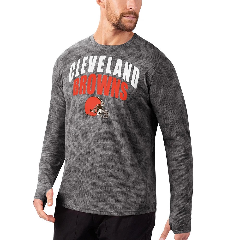 T-shirt à manches longues MSX by Michael Strahan pour homme avec motif camouflage Cleveland Browns Performance