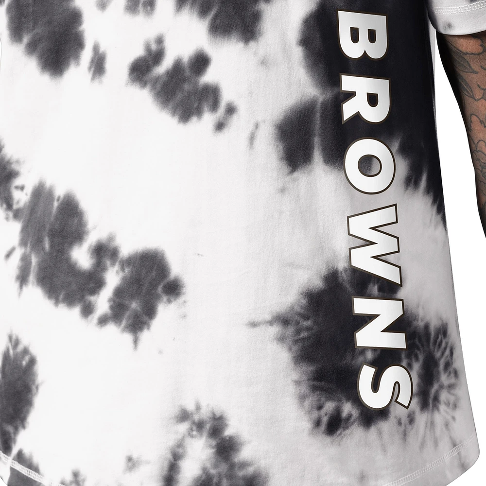 T-shirt MSX by Michael Strahan noir Cleveland Browns Freestyle Tie-Dye pour homme