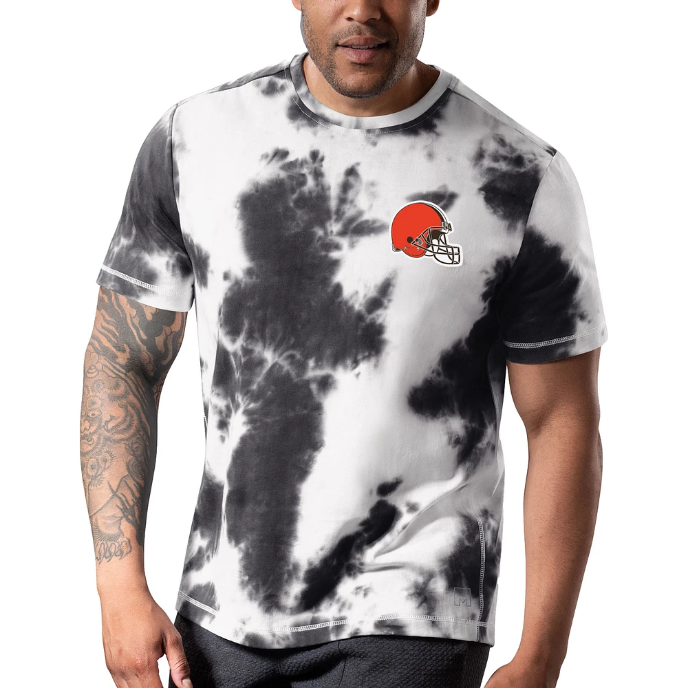 T-shirt MSX by Michael Strahan noir Cleveland Browns Freestyle Tie-Dye pour homme