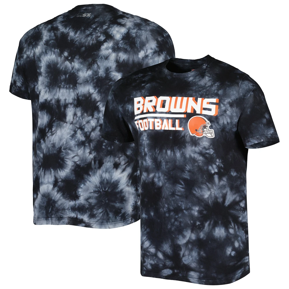 Men's MSX by Michael Strahan Black Cleveland Browns Recovery Tie-Dye T-Shirt