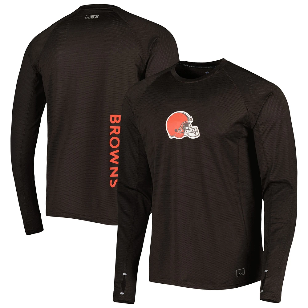 T-shirt à manches longues raglan MSX by Michael Strahan Brown Cleveland Browns pour homme