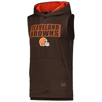 Men's MSX by Michael Strahan Brown Cleveland Browns Marathon Sleeveless Pullover Hoodie