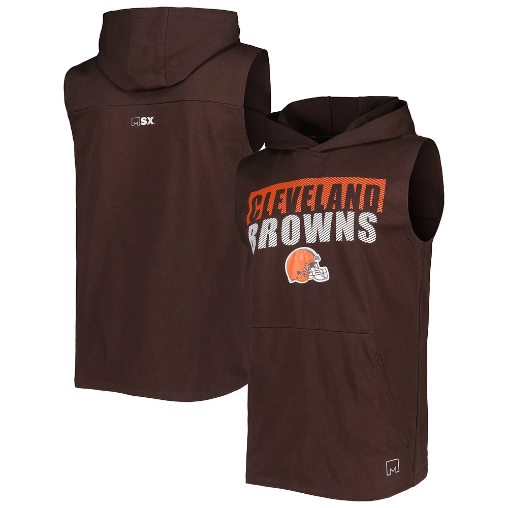 Chandail à capuchon sans manches MSX by Michael Strahan Brown Cleveland Browns Relay pour homme