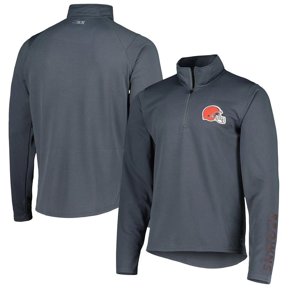 Men's MSX by Michael Strahan Charcoal Cleveland Browns Half-Zip Hoodie