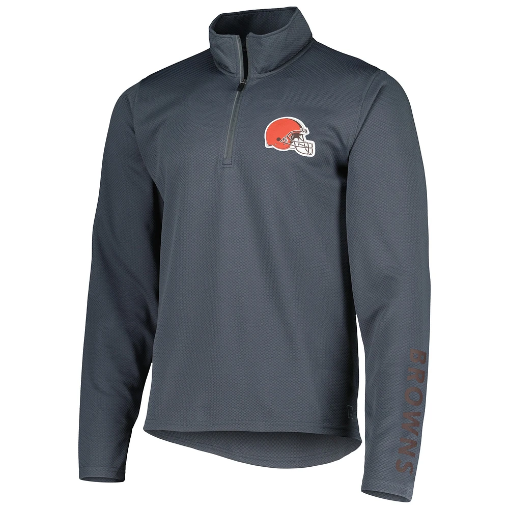 Men's MSX by Michael Strahan Charcoal Cleveland Browns Half-Zip Hoodie