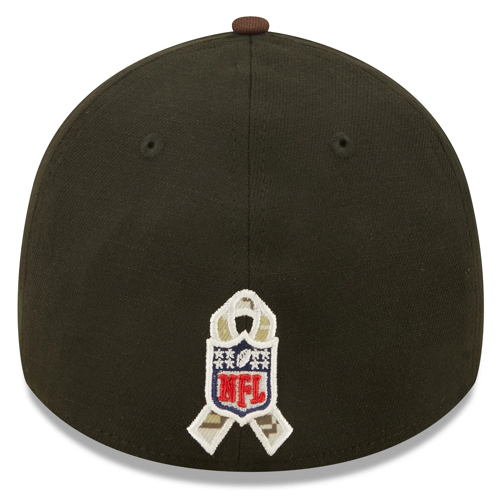 Casquette Flex New Era 2022 Salute To Service 39THIRTY des Cleveland Browns pour homme, noir/marron