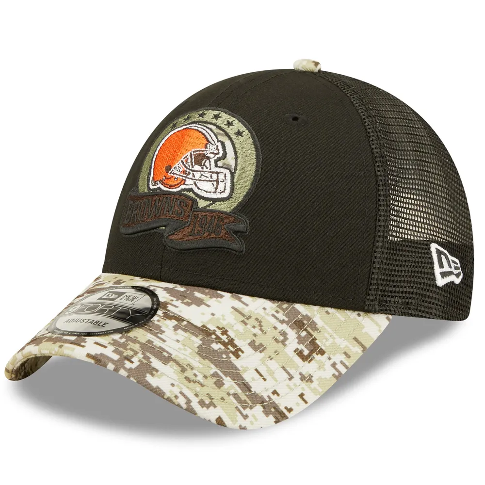 Casquette 9FORTY Snapback pour homme New Era Black/Camo Cleveland Browns 2022 Salute To Service