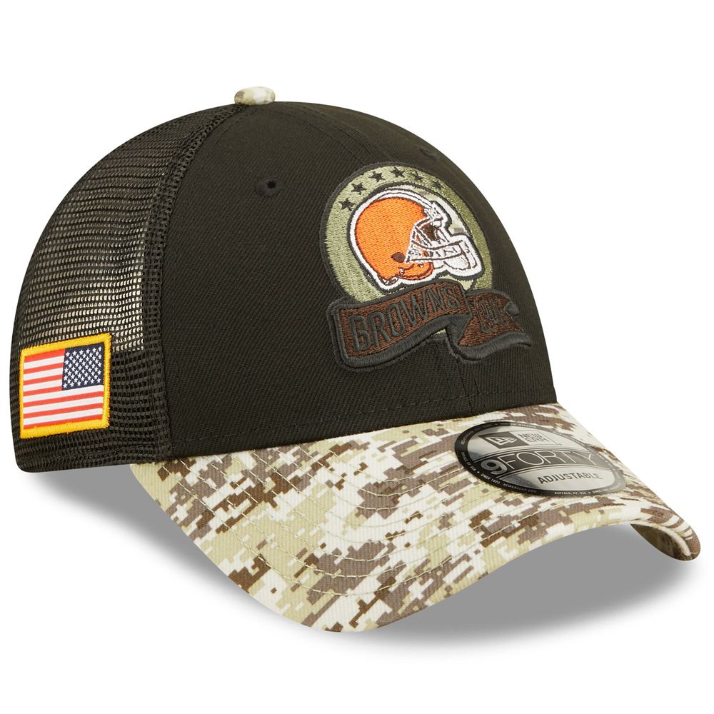 Men's New Era Black/Camo Cleveland Browns 2022 Salute To Service - 9FORTY Snapback Hat