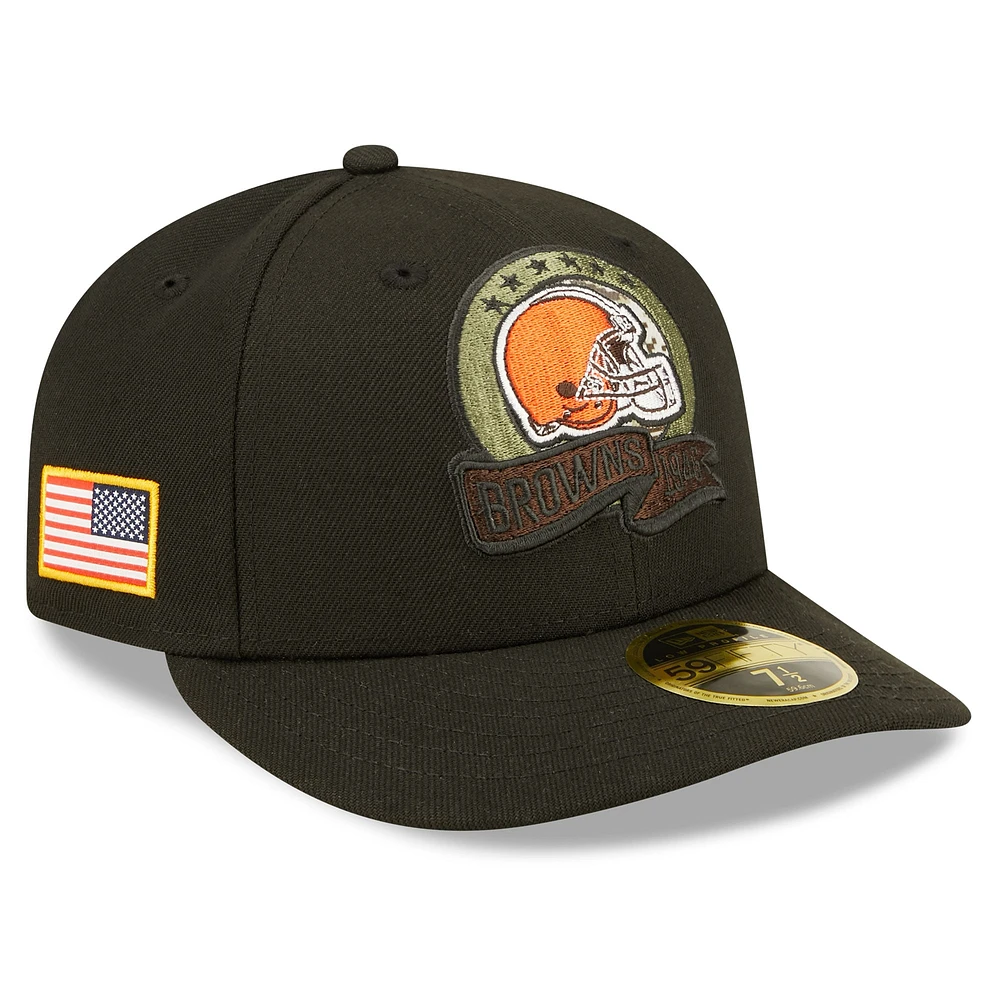 Men's New Era Black Cleveland Browns 2022 Salute To Service Low Profile 59FIFTY Fitted Hat