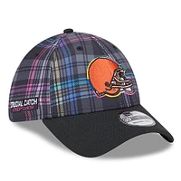 Men's New Era Black Cleveland Browns 2024 NFL Crucial Catch Plaid 39THIRTY Flex Hat