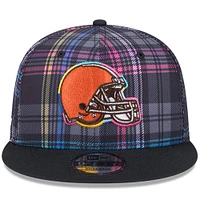 Men's New Era Black Cleveland Browns 2024 NFL Crucial Catch Plaid 9FIFTY Snapback Hat