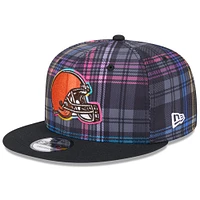 Men's New Era Black Cleveland Browns 2024 NFL Crucial Catch Plaid 9FIFTY Snapback Hat