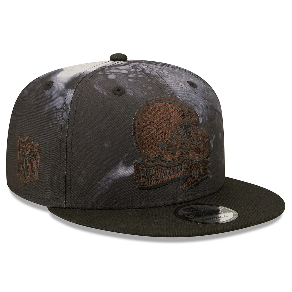 NWE BROWNS BLANC NOIR 22 NFL SIDELINE INK DYE BLK 9FIFTY HATMENSNP