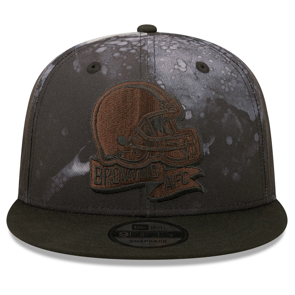 NWE BROWNS BLANC NOIR 22 NFL SIDELINE INK DYE BLK 9FIFTY HATMENSNP