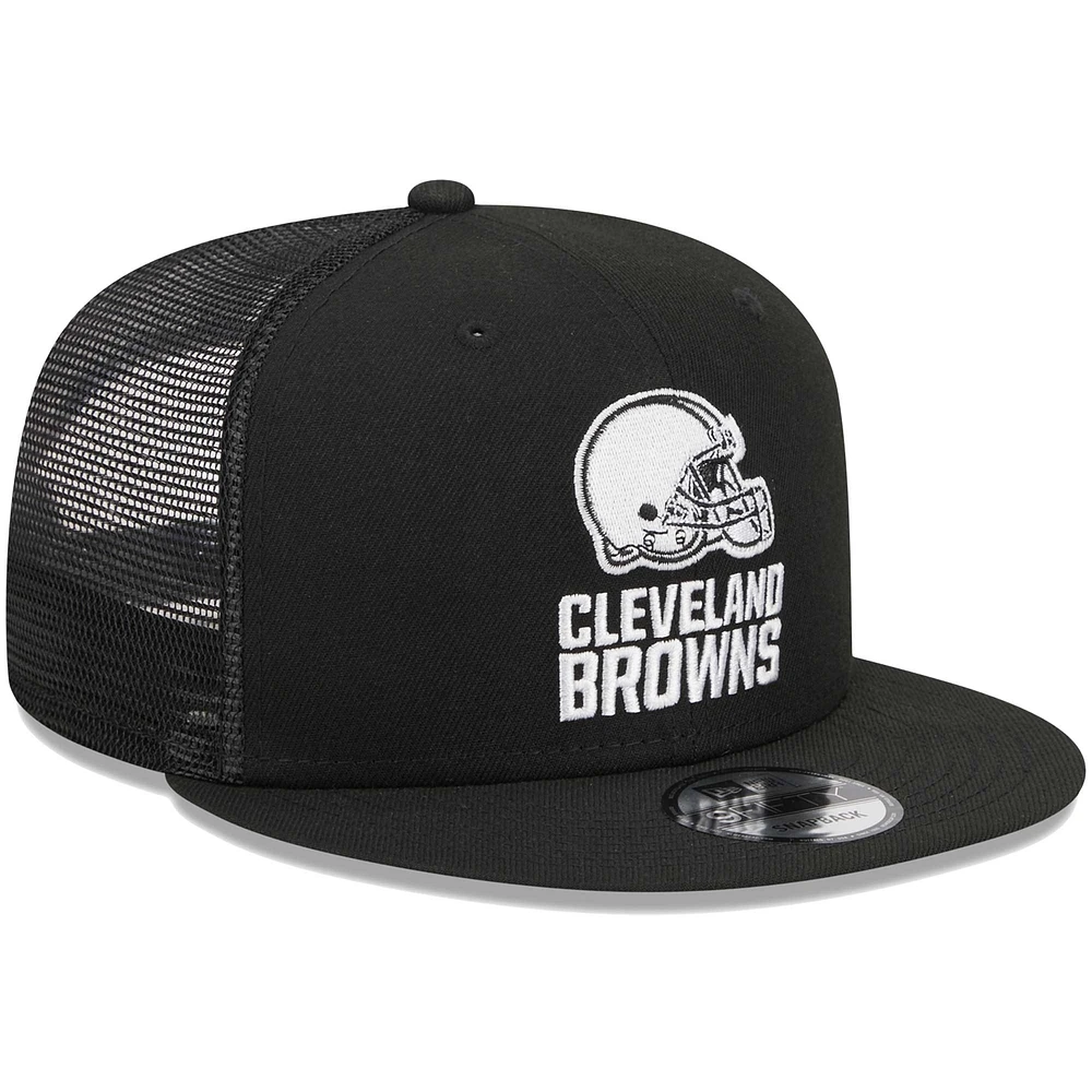 Casquette Snapback 9FIFTY Main Trucker New Era noire des Cleveland Browns pour hommes