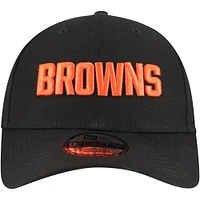 Men's New Era Black Cleveland Browns Throwback Logo Momentum 9FORTY Adjustable Snapback Hat