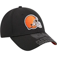 Men's New Era Black Cleveland Browns Top Visor 9FORTY Adjustable Hat