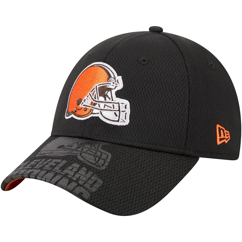 Men's New Era Black Cleveland Browns Top Visor 9FORTY Adjustable Hat