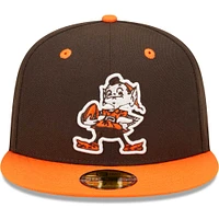 Casquette ajustée 59FIFTY pour homme New Era marron/orange Cleveland Browns Flipside 2Tone