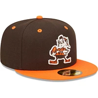 Casquette ajustée 59FIFTY pour homme New Era marron/orange Cleveland Browns Flipside 2Tone