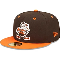 Casquette ajustée 59FIFTY pour homme New Era marron/orange Cleveland Browns Flipside 2Tone