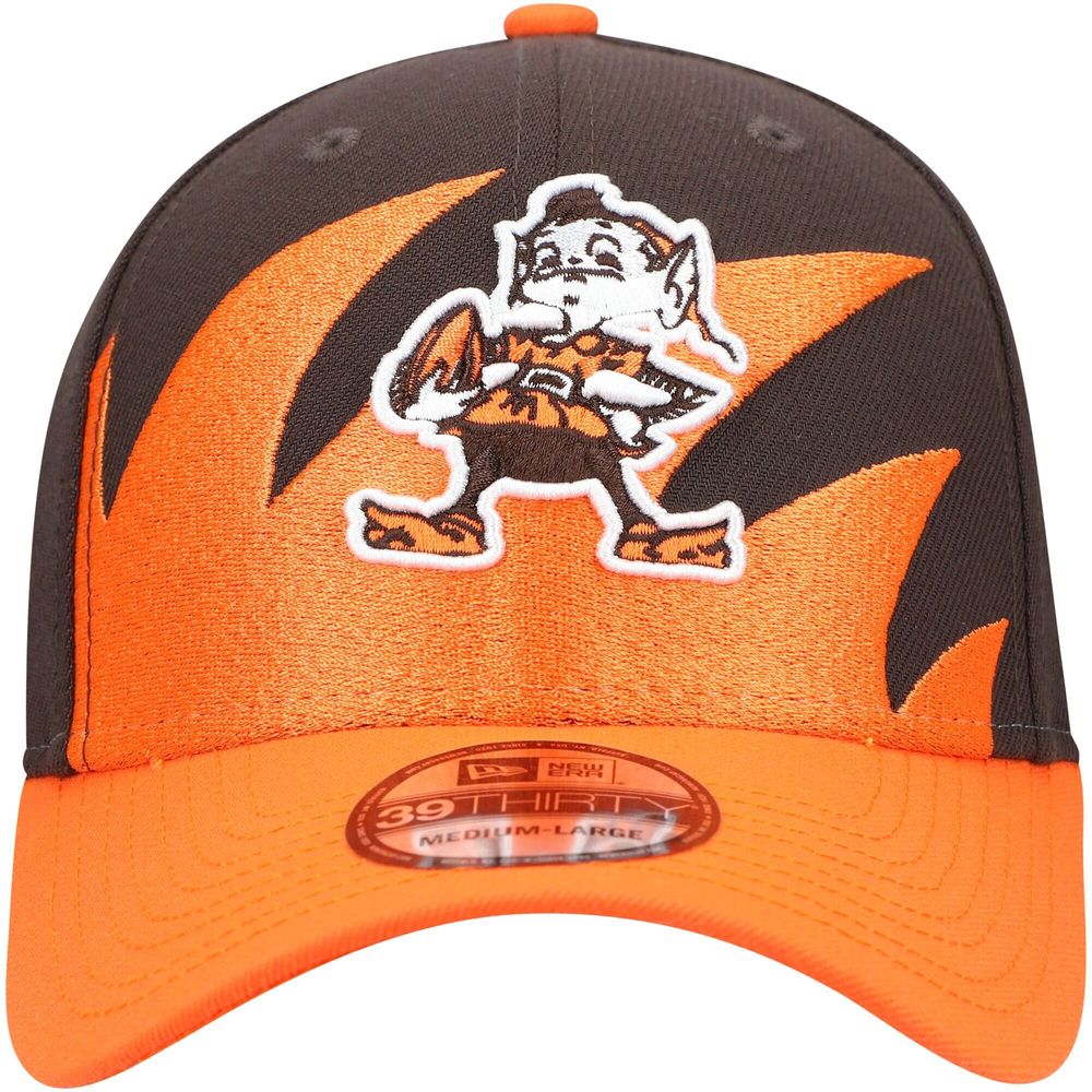 Men's New Era Brown/Orange Cleveland Browns Historic Logo Surge 39THIRTY - Flex Hat