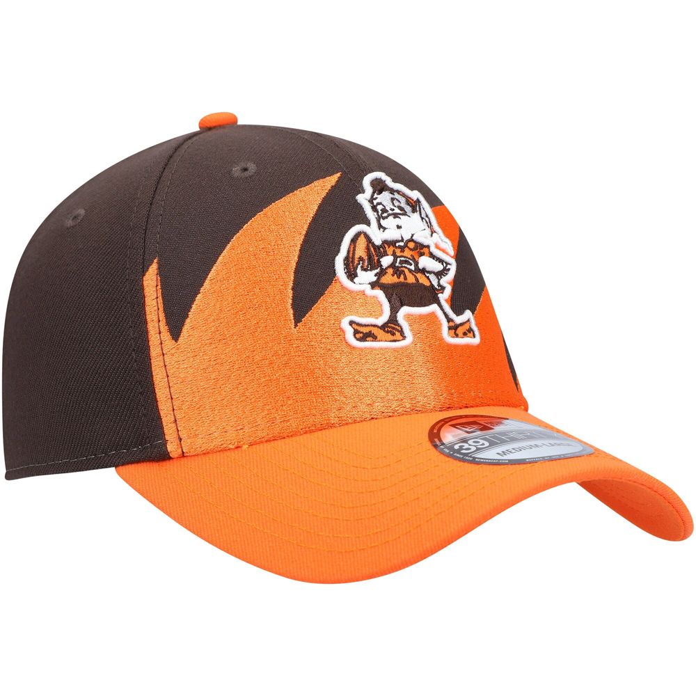 Men's New Era Brown/Orange Cleveland Browns Historic Logo Surge 39THIRTY - Flex Hat