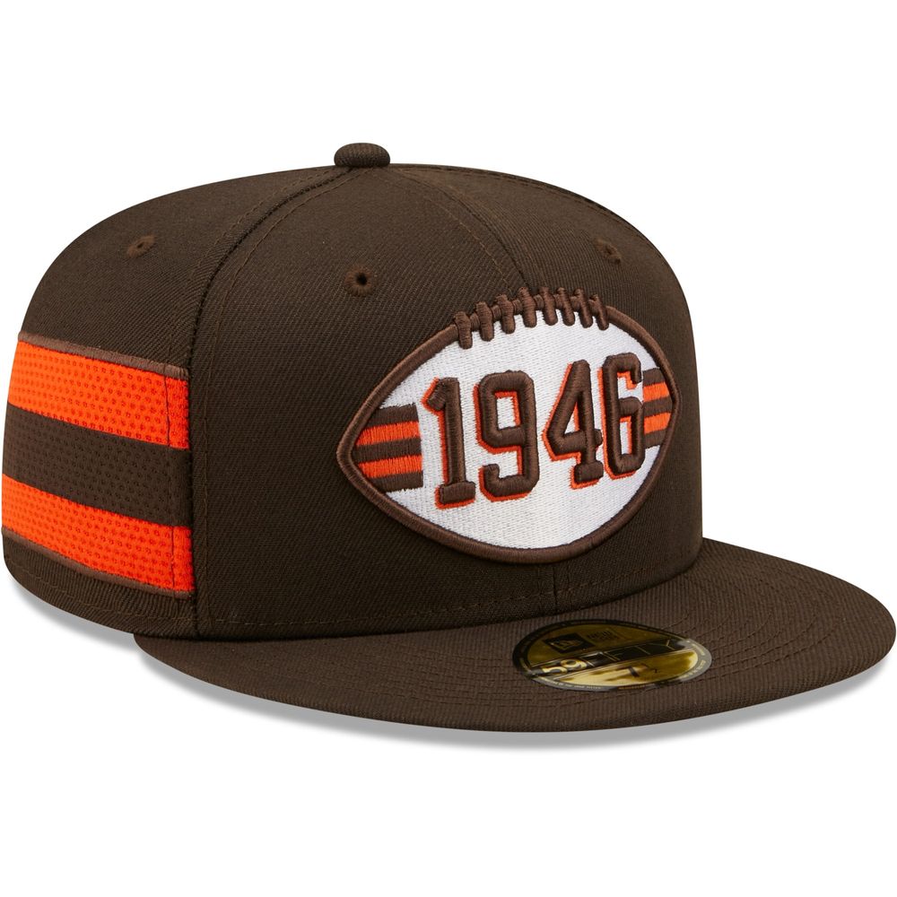 New Era Men's New Era Brown Cleveland Browns 1946 Jersey Stripe 59FIFTY  Fitted Hat