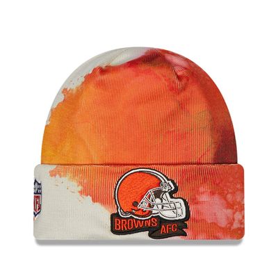 Men's New Era Brown Cleveland Browns 2022 Sideline - Ink Dye Cuffed Knit Hat