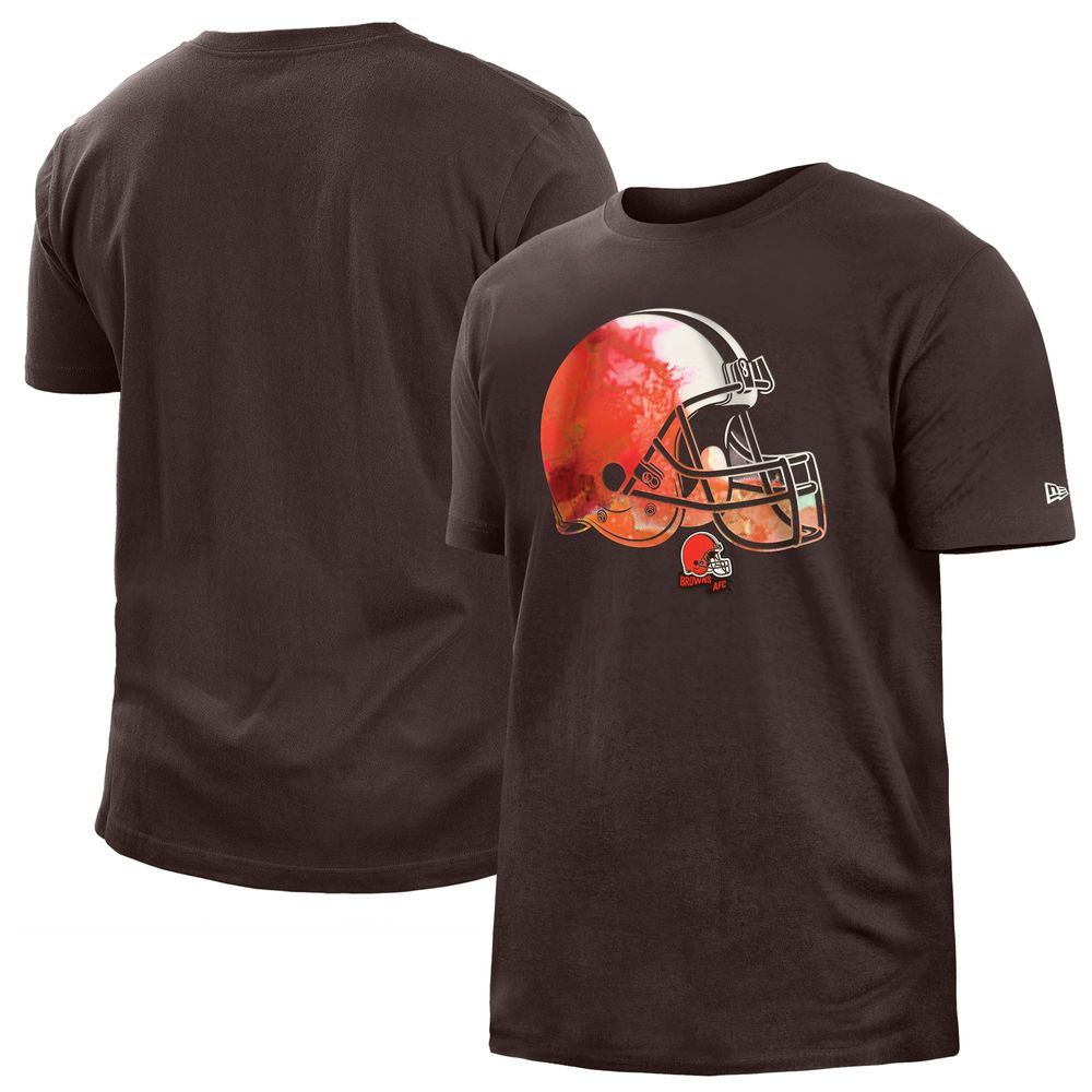 Men's New Era Brown Cleveland Browns 2022 Sideline Ink Dye T-Shirt