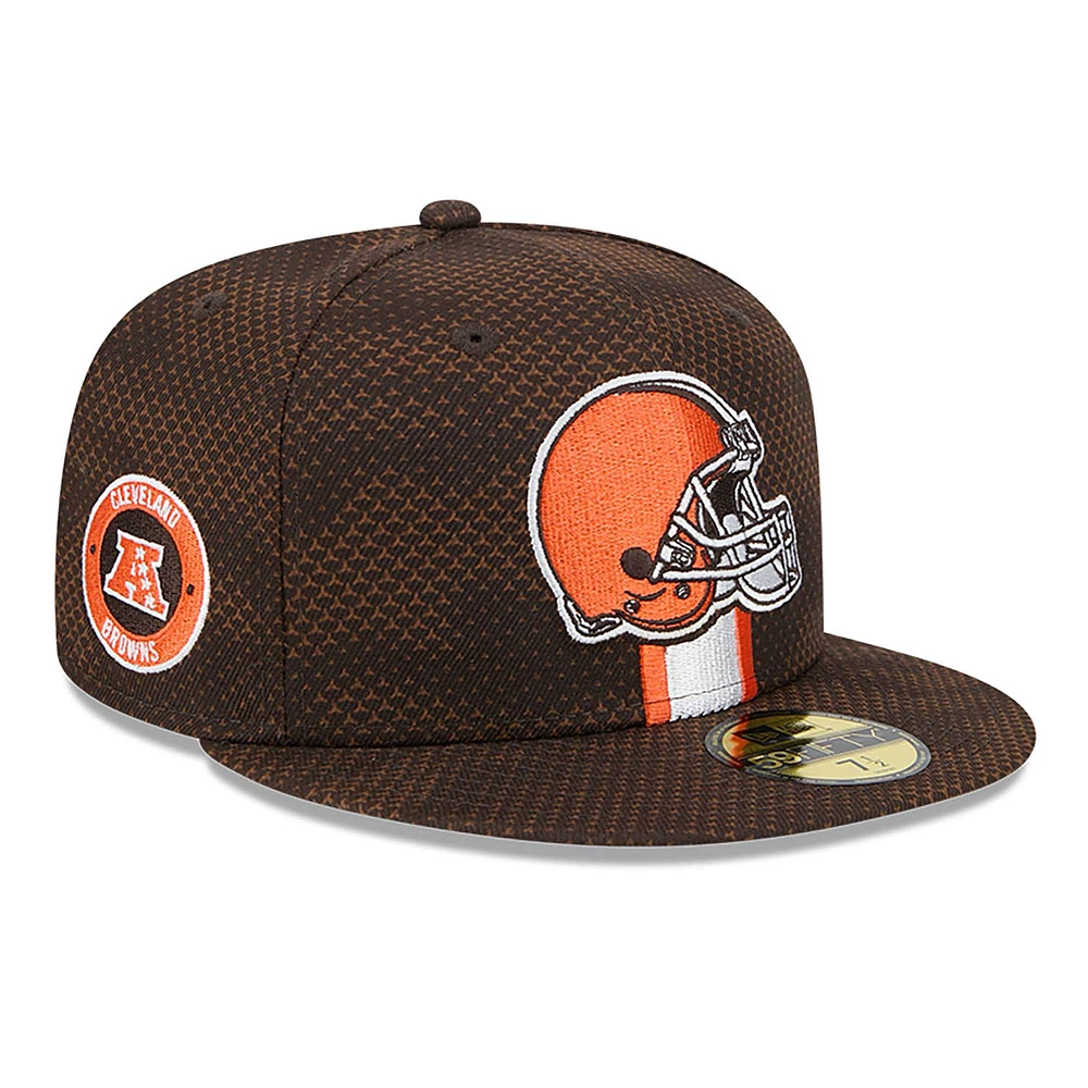 Casquette ajustée 59FIFTY Cleveland Browns 2024 Sideline New Era pour homme marron