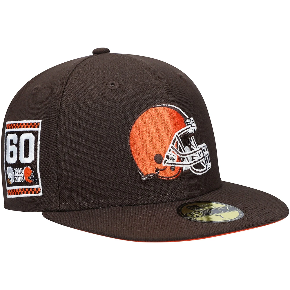 NWE BROWNS BRUN PATCH ANNIVERSAIRE NFL 59FIFTY HATMENHIC