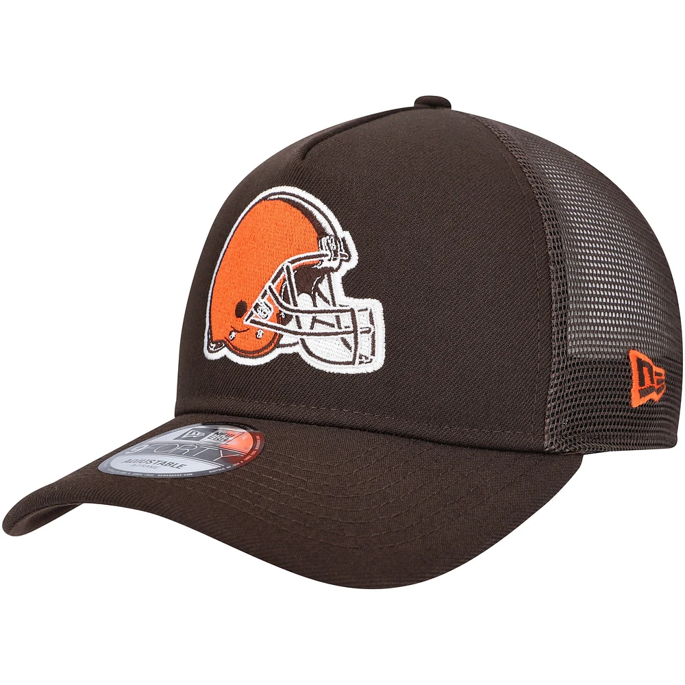 Men's New Era Brown Cleveland Browns  A-Frame Trucker 9FORTY Adjustable Hat