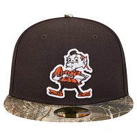 Men's New Era Brown Cleveland Browns Active Two-Tone Camo 59FIFTY Fitted Hat