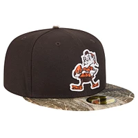 Men's New Era Brown Cleveland Browns Active Two-Tone Camo 59FIFTY Fitted Hat