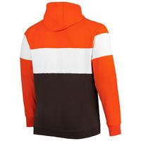 Men's New Era Brown Cleveland Browns Big & Tall Throwback Colorblock Raglan Pullover Hoodie