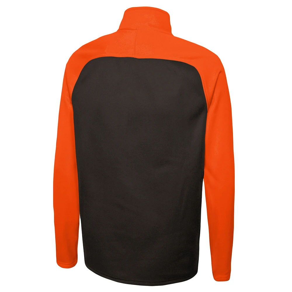Men's New Era Brown Cleveland Browns Combine Authentic O-Line Raglan Half-Zip Jacket