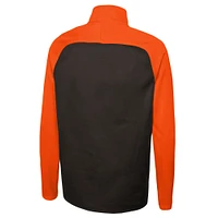 Men's New Era Brown Cleveland Browns Combine Authentic O-Line Raglan Half-Zip Jacket