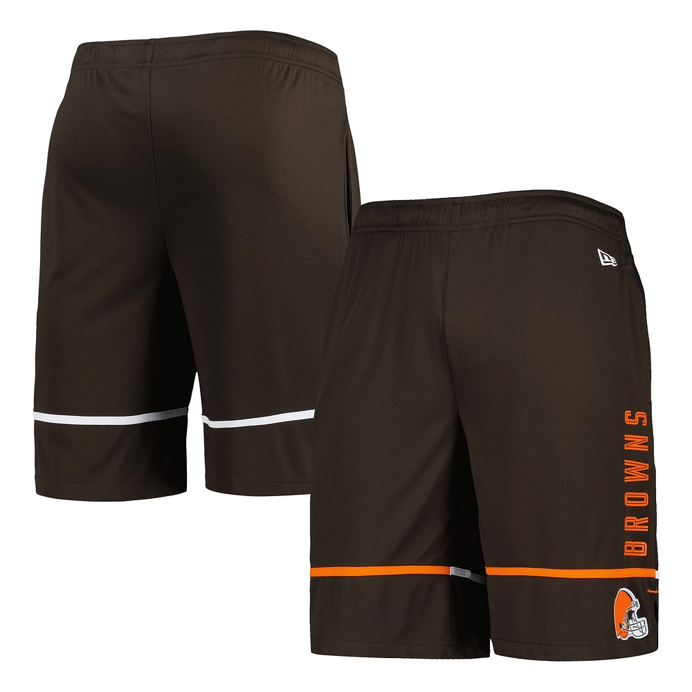 Short d'entraînement pour homme New Era Brown Cleveland Browns Combine Authentic Rusher