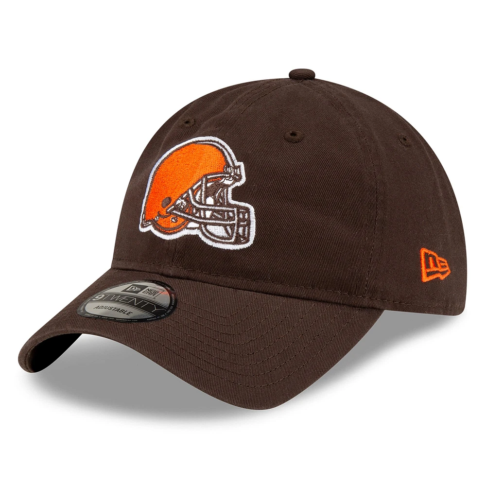 Casquette réglable New Era marron Cleveland Browns Core Classic Primary 9TWENTY pour hommes