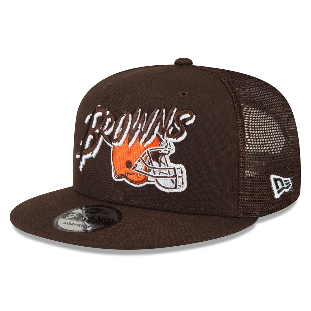 Casquette Snapback 9FIFTY New Era pour hommes des Cleveland Browns Graffiti Script marron