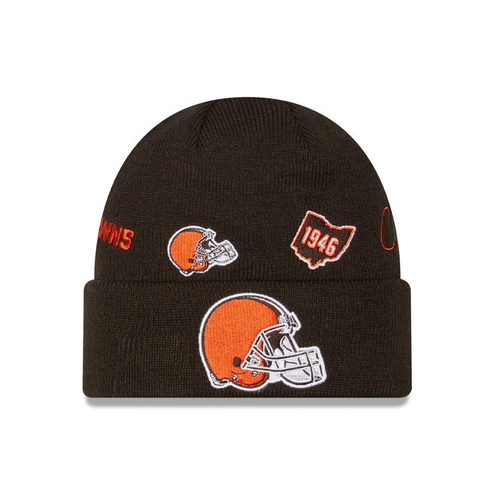 Men's New Era Brown Cleveland Browns Identity Cuffed Knit - Hat