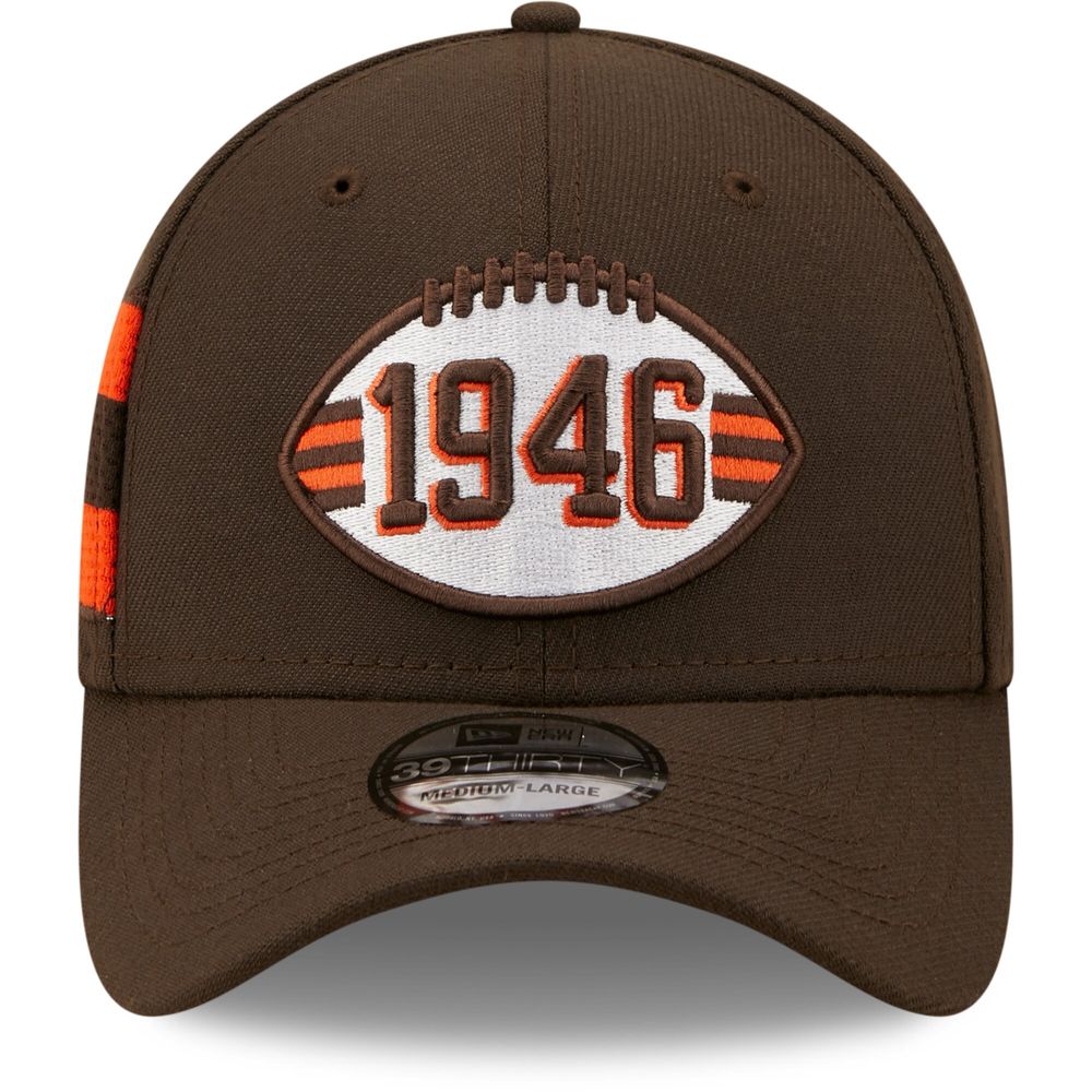 New Era Men's New Era Brown Cleveland Browns Jersey Stripe 39THIRTY Flex  Fit Hat