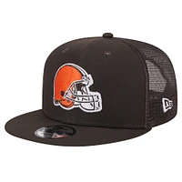 Men's New Era Brown Cleveland Browns  Main Trucker 9FIFTY Snapback Hat