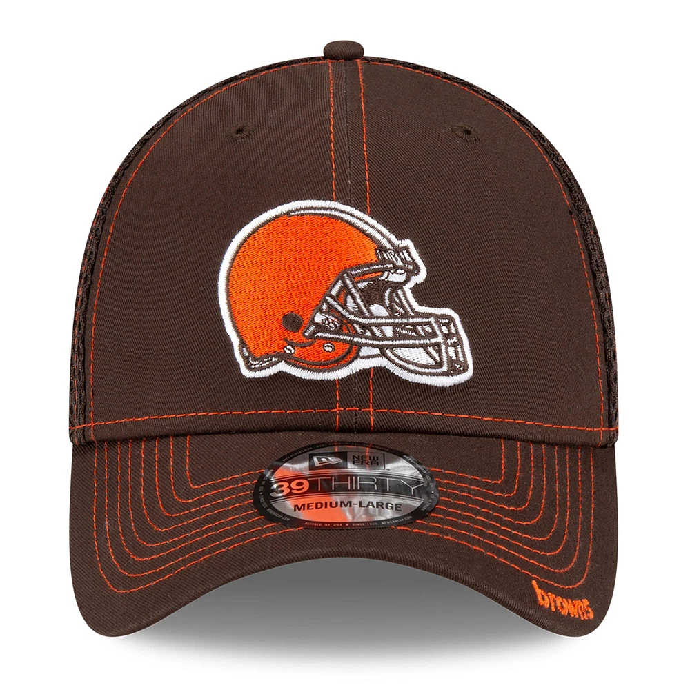 Casquette flex Neo 39THIRTY Cleveland Browns New Era pour hommes, marron